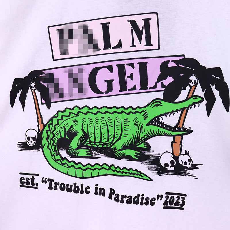 Palm Angle T Shirts Crocodile Skull Pattern