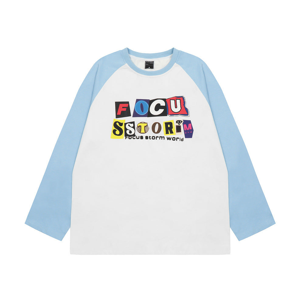 Men Long Sleeve T-Shirt Letter Printing Heavy Weight Cotton Base Shirt