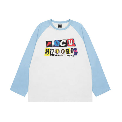 Men Long Sleeve T-Shirt Letter Printing Heavy Weight Cotton Base Shirt