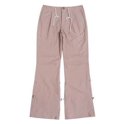 Men Sweatpants Flared Casual Pants Loose Knee Pleated Drawstring Wide Leg Mop Pants