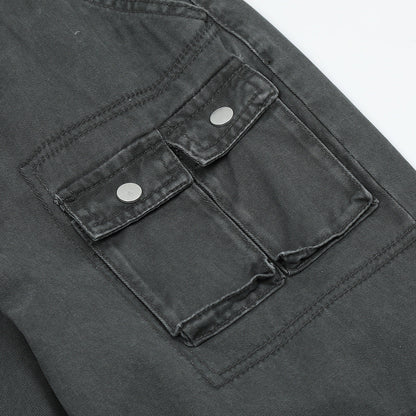 Men Jeans Multi-Pocket Workwear Slit