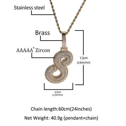 Jewelry Hip Hop Jala Letter Pendant Copper Inlaid Zircon Full Diamond Necklace Word Up Spectrum
