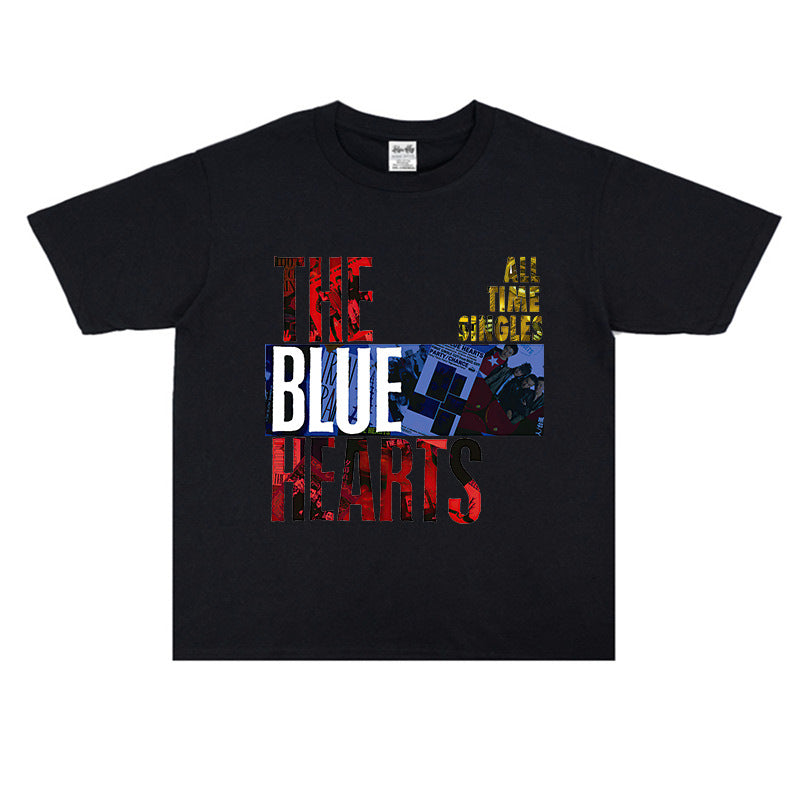 Rock Star T Shirt the Blue Hearts Punk Rock Band Loose Print T-shirt Short Sleeve Cotton