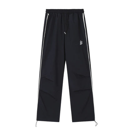 Men Sweatpants Pleated Stitching Exercise Casual Pants Loose Drawstring Ankle Banded Pants