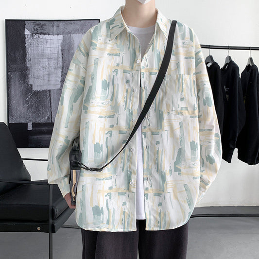 Men Shirts Graffiti Baggy Coat