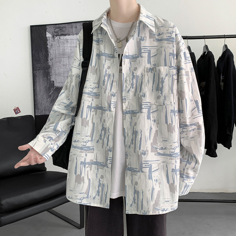 Men Shirts Graffiti Baggy Coat