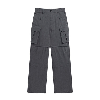 Men Sweatpants Multi-Pocket Cargo Pants Men Loose Straight Trousers