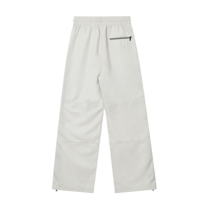 Men Sweatpants Exercise Casual Pants Side Stitching Zipper Slit Elastic-Waist Straight-Leg Pants
