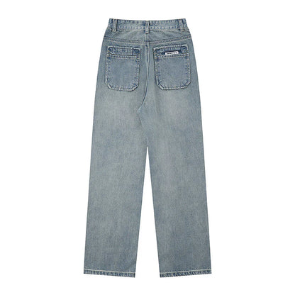 Women Pants Vintage High Waist Jeans Loose Straight Wide Leg Pants