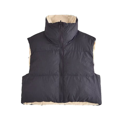 Women Cotton Coat Retro Simple Stand-up Collar Thick down
