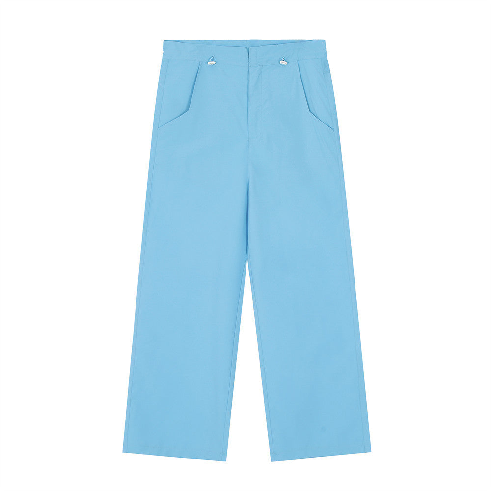 Men Sweatpants Casual Solid Color Straight-Leg Trousers Loose Wide Leg Pants Men