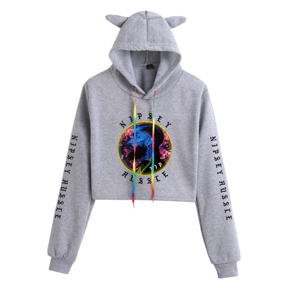Nipsey Hussle Hoodie Rap Loose Cat Ears Sweater for Women