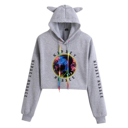 Nipsey Hussle Hoodie Rap Loose Cat Ears Sweater for Women