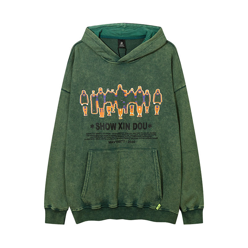 Men Hoodie Washed Old Hooded Hoodie