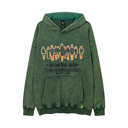 Men Hoodie Washed Old Hooded Hoodie