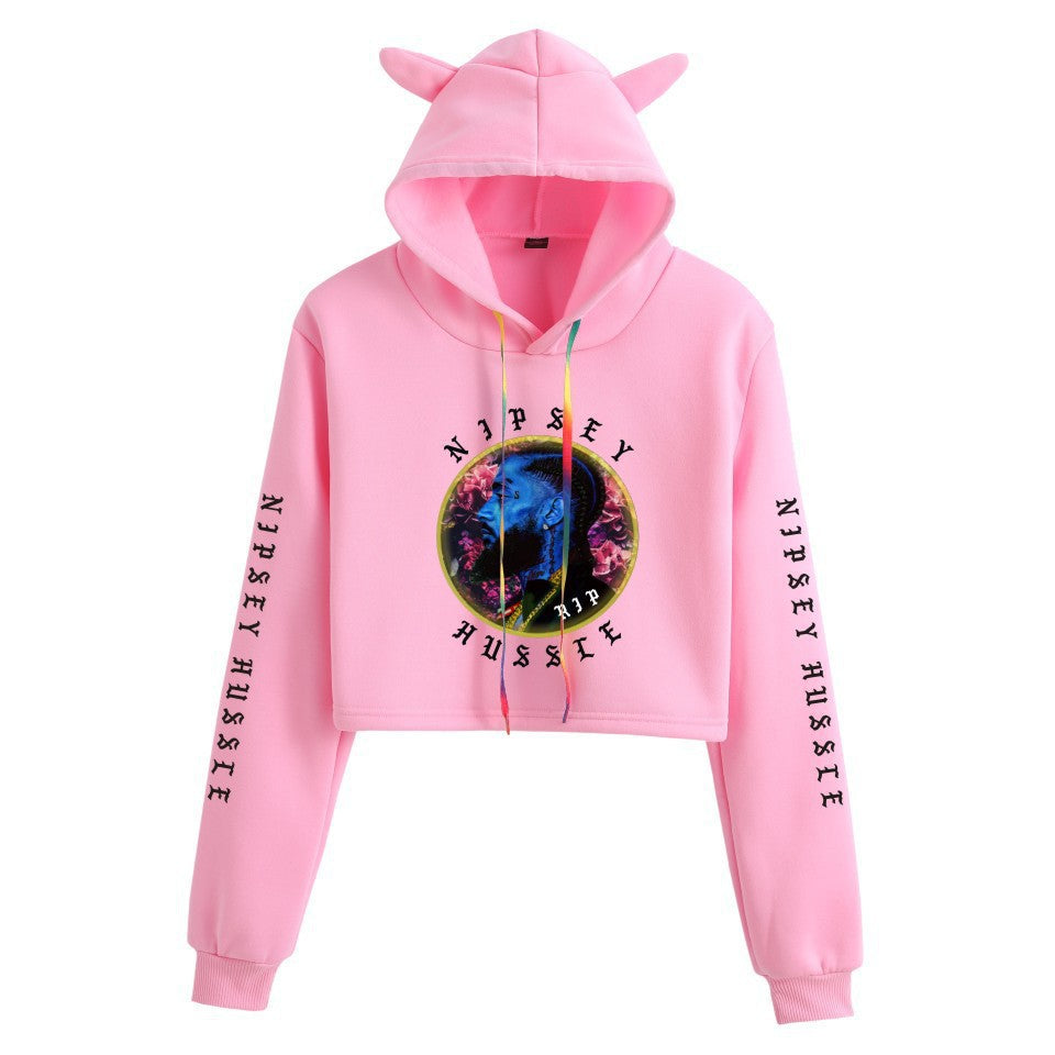 Nipsey Hussle Hoodie Rap Loose Cat Ears Sweater for Women