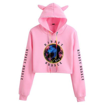 Nipsey Hussle Hoodie Rap Loose Cat Ears Sweater for Women