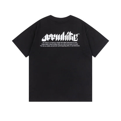 Off White T Shirts OW Eyes Letter Pattern Crew Neck Pullover Short Sleeves
