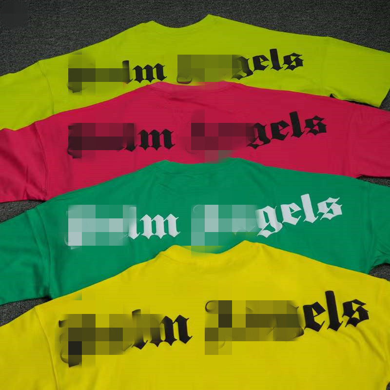 Palm Angle T Shirts Candy Color Puff Print Loose