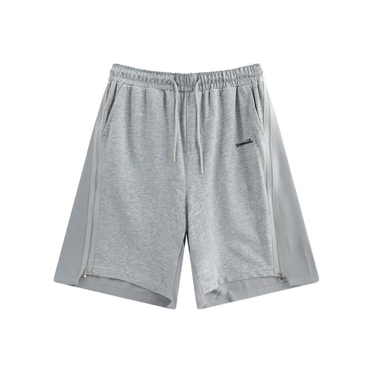 Men Shorts Zipper Stitching Casual Loose Sports