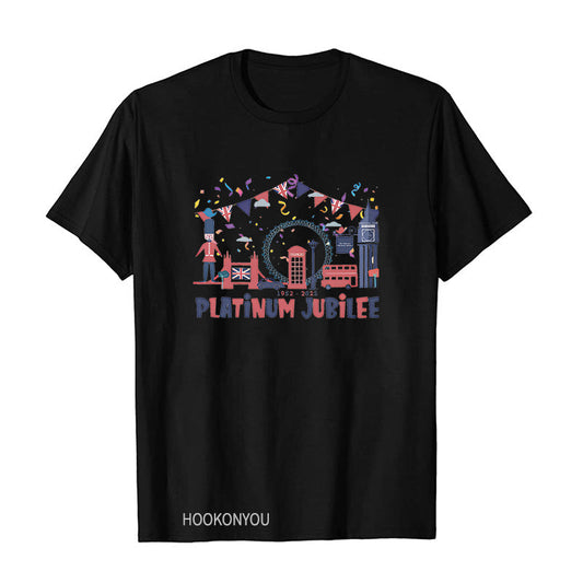 Inspired by Queen's Platinum Jubilee 2022 Elizabeth 70 Years T-shirt Printed Short Sleeve T-shirt