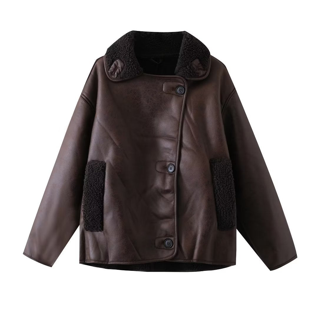 Women Cotton Coat Fashion Loose Jacket Leather
