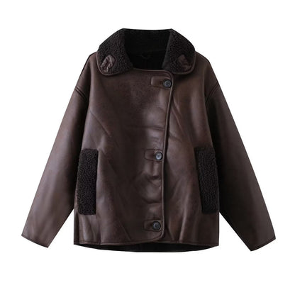Women Cotton Coat Fashion Loose Jacket Leather
