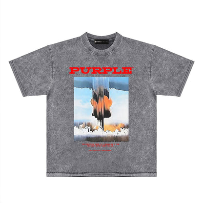 Purple Brand Distressed T Shirts Short Sleeve