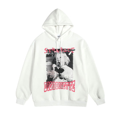 Men Hoodie Retro Fun Portrait Printing Couple Hooded Sweater Oversize