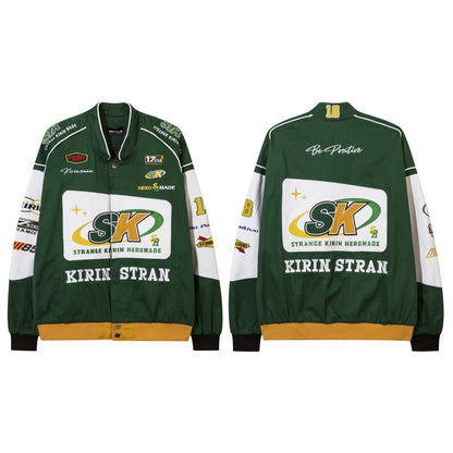 Women Jackets Retro Biker's Racing Suit Baseball Uniform