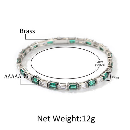 Bracelet Hip Hop Jewelry Copper Set 5A Zircon Tennis Chain Emerald Royalty Spectrum St. Valentine's