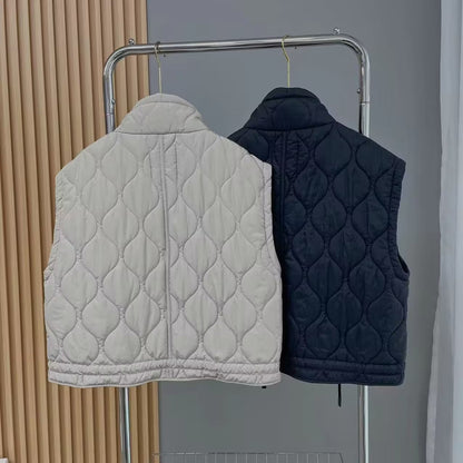 Women Cotton Coat Loose Lapel Diamond Vest