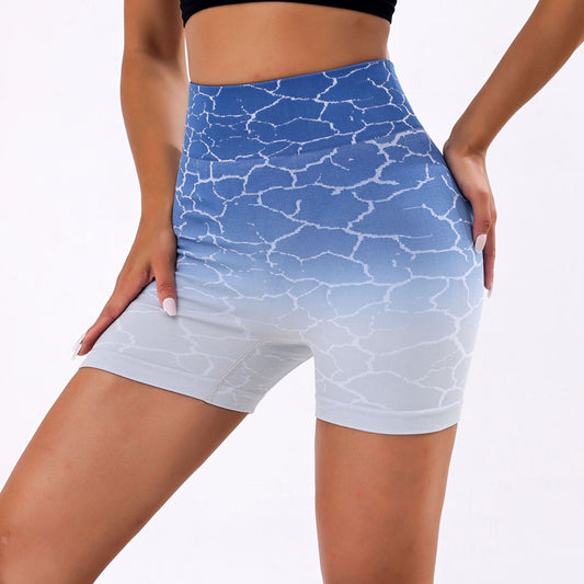 Women Yoga Sports Shorts Quick-Drying Yoga Pants 3D Gradient Color Sports Shorts