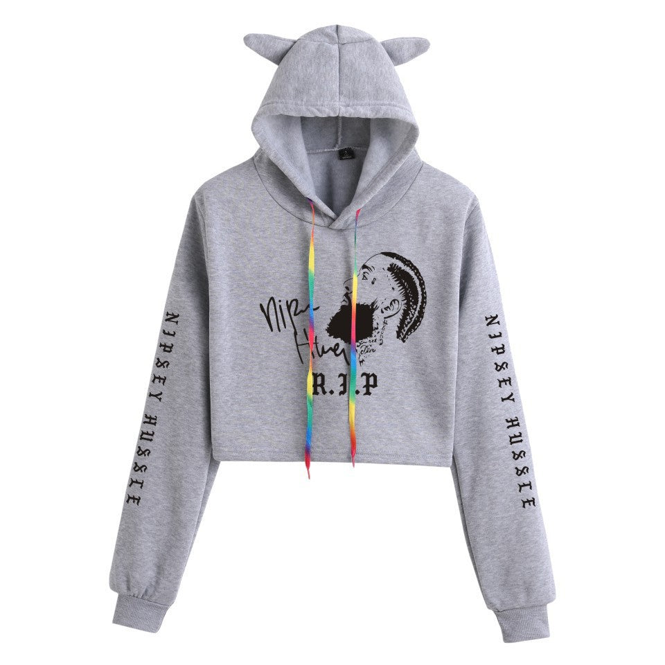 Nipsey Hussle Hoodie Rap Loose Cat Ears Sweater for Women