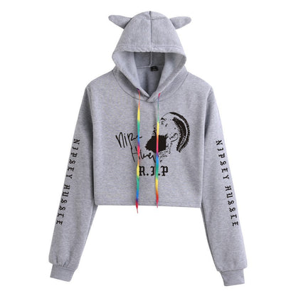 Nipsey Hussle Hoodie Rap Loose Cat Ears Sweater for Women