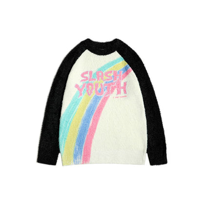 Women Sweater Animal Color Matching Sweater Retro Loose All-Match