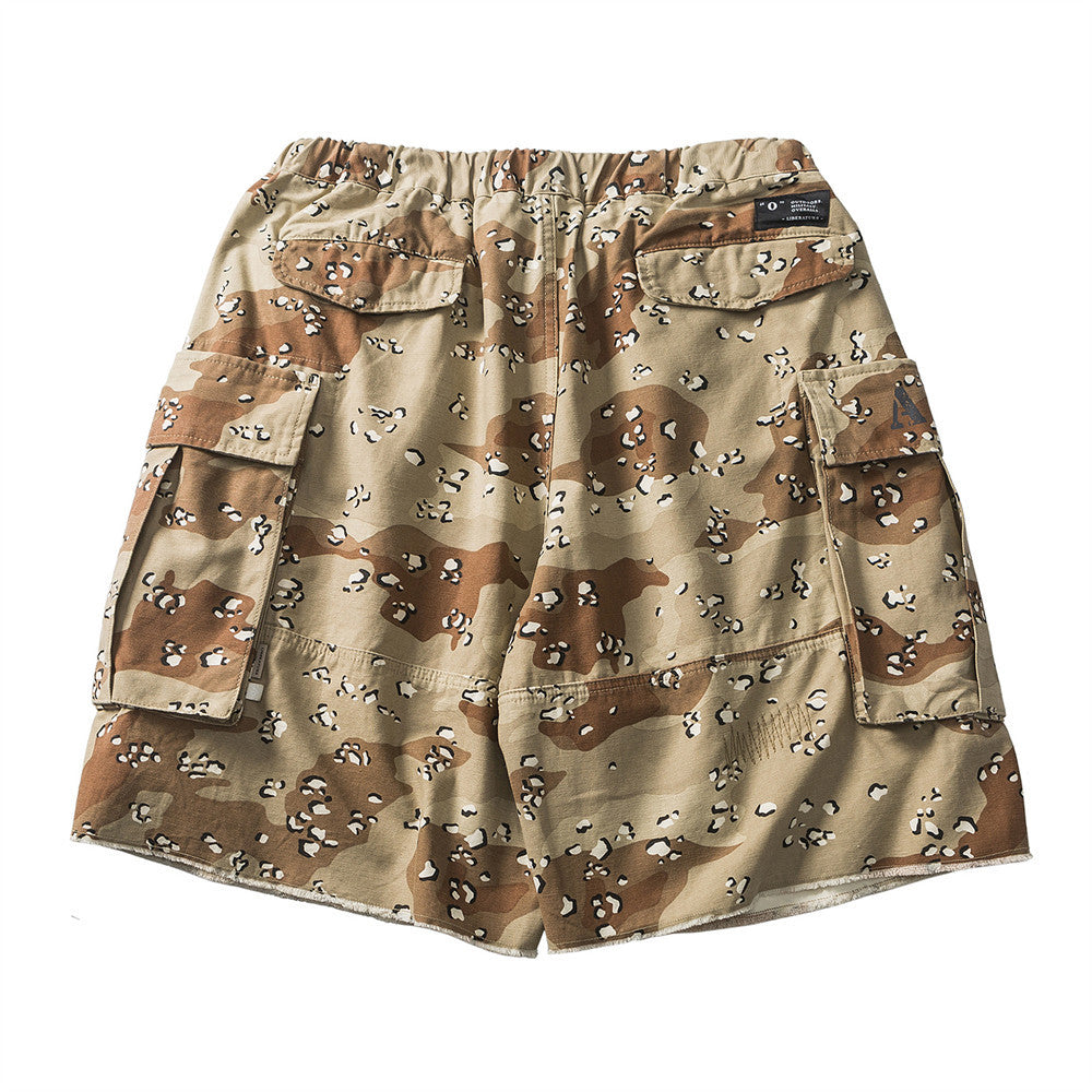 Men Shorts Camouflage Shorts with Belt Multi-Pocket Cargo Pants