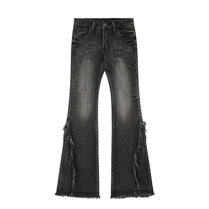 Women Pants Frayed Skinny Jeans Wide Leg Pants Flared Pants