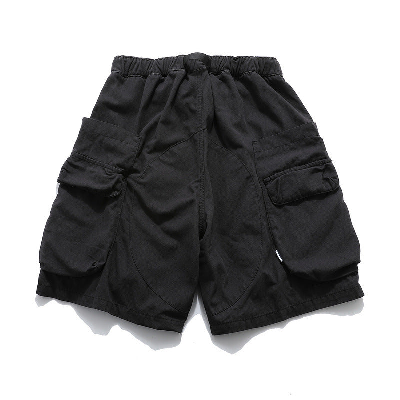 Men Shorts Solid Color Multi-Pocket Casual Shorts