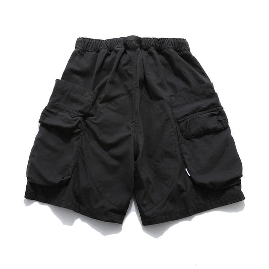 Men Shorts Solid Color Multi-Pocket Casual Shorts