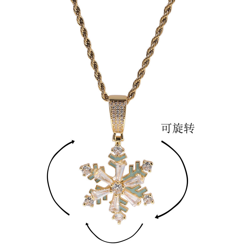 Jewelry Winter Rotating Snowflake Luminous Nightclub Versatile Jewelry St. Valentine's Spectrum Royalty Night light