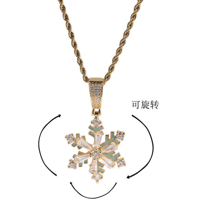 Jewelry Winter Rotating Snowflake Luminous Nightclub Versatile Jewelry St. Valentine's Spectrum Royalty Night light
