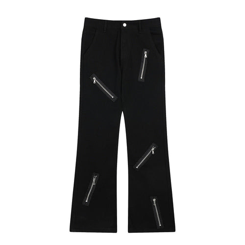 Men Sweatpants Punk Rock Zipper Stitching Jeans