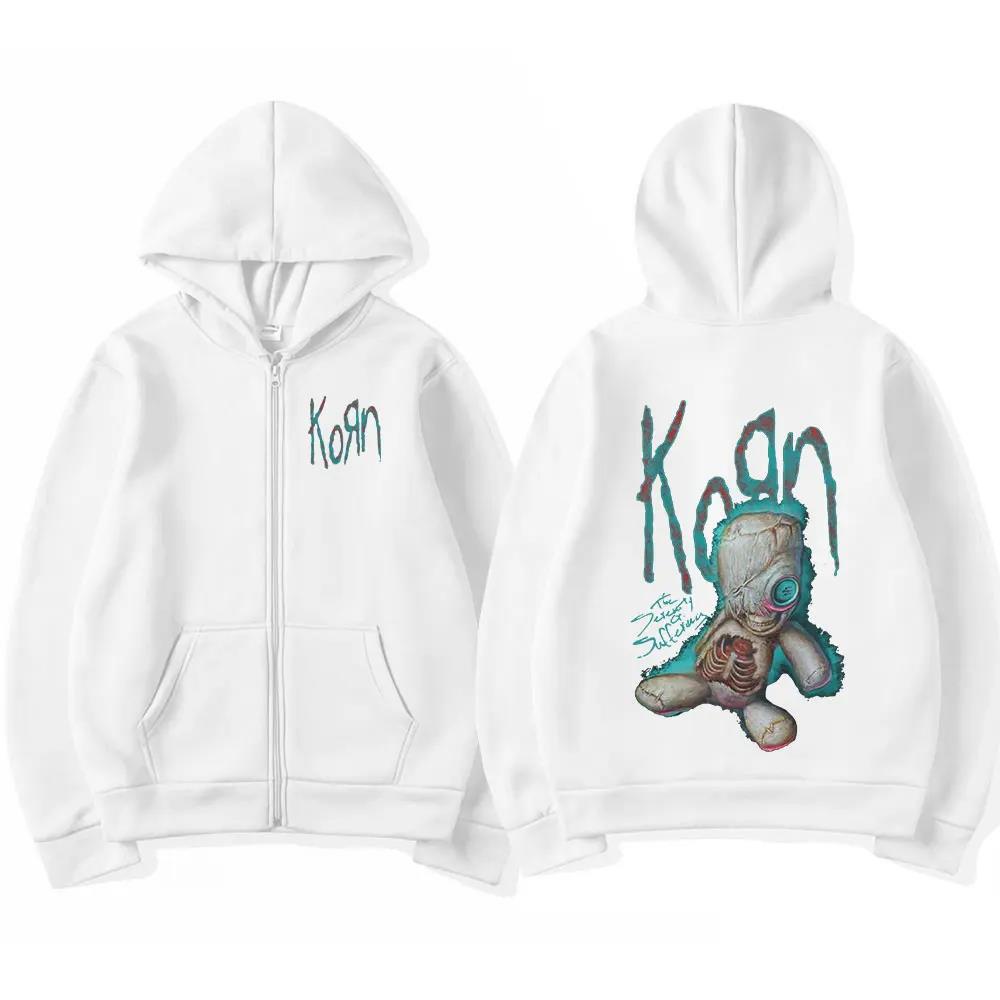 Korn Issues Rock Band Zipper Hoodie Men's Vintage Metal Goth