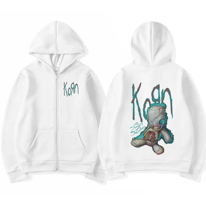 Korn Issues Rock Band Zipper Hoodie Men's Vintage Metal Goth