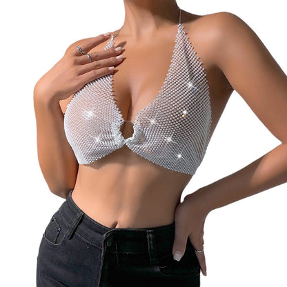 Women's Party Tops Sexy Sling Metal Ring Top