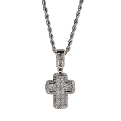 Jewelry T Square Cross Pendant Necklace Copper with Zirconium Spectrum St. Valentine's Crosses