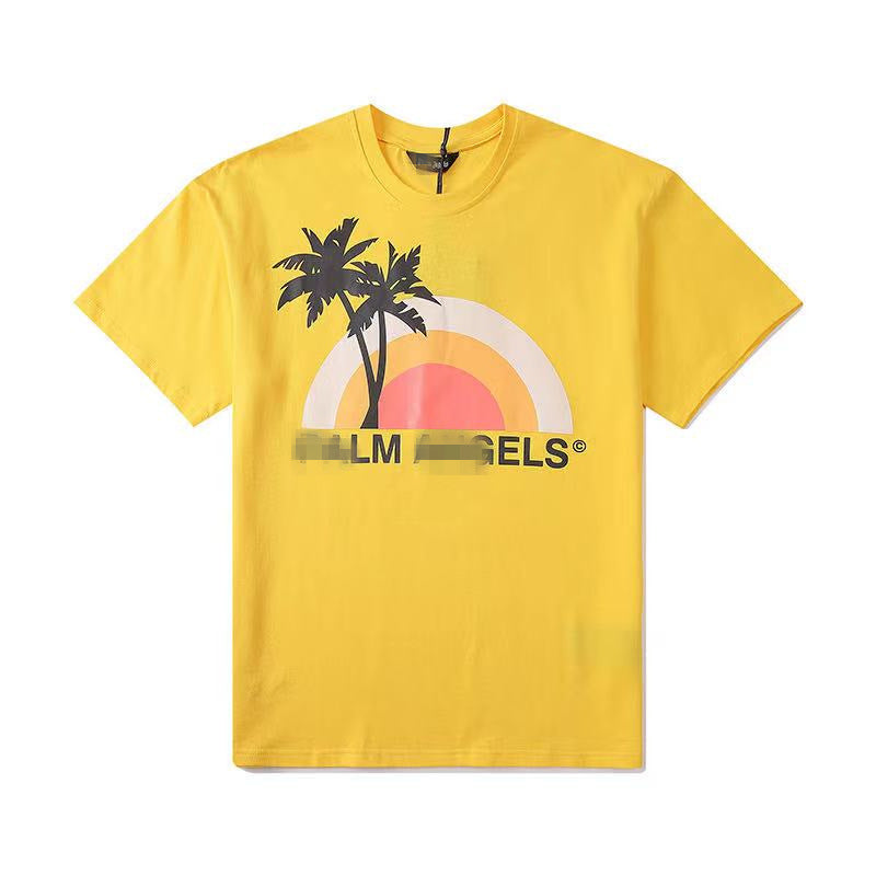 Palm Angle T Shirts Coconut Sun Print Loose Men and Women