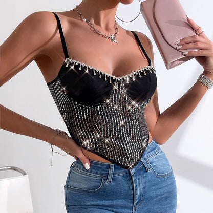 Women Party Tops Sexy Tassel Sequined Suspender Vest