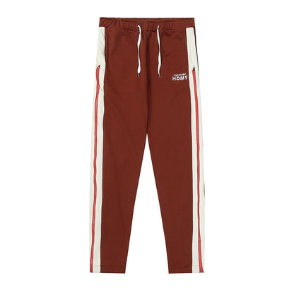 Men Sweatpants Casual Straight-Leg Sweatpants Zipper Color Contrast Patchwork Wide Leg Pants Sports Pants